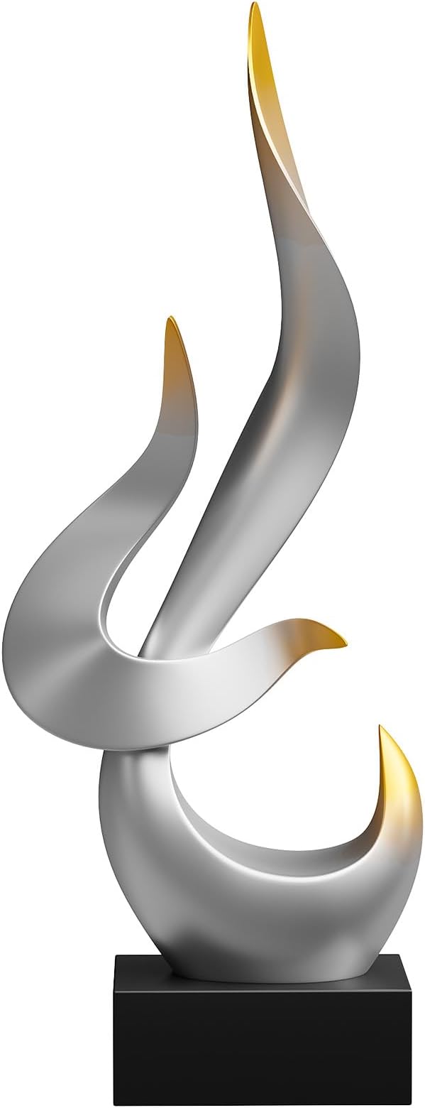 Dosker Flame Sculptures Home Decor, Abstract Statues Table Decor, Shelf Decor for Living Room Office, Kitchen (Silvery)