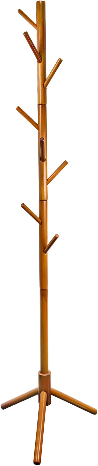 VaeFae Bamboo Coat Rack Stand, Free Standing Hall Tree with 8 Hooks (Brown)