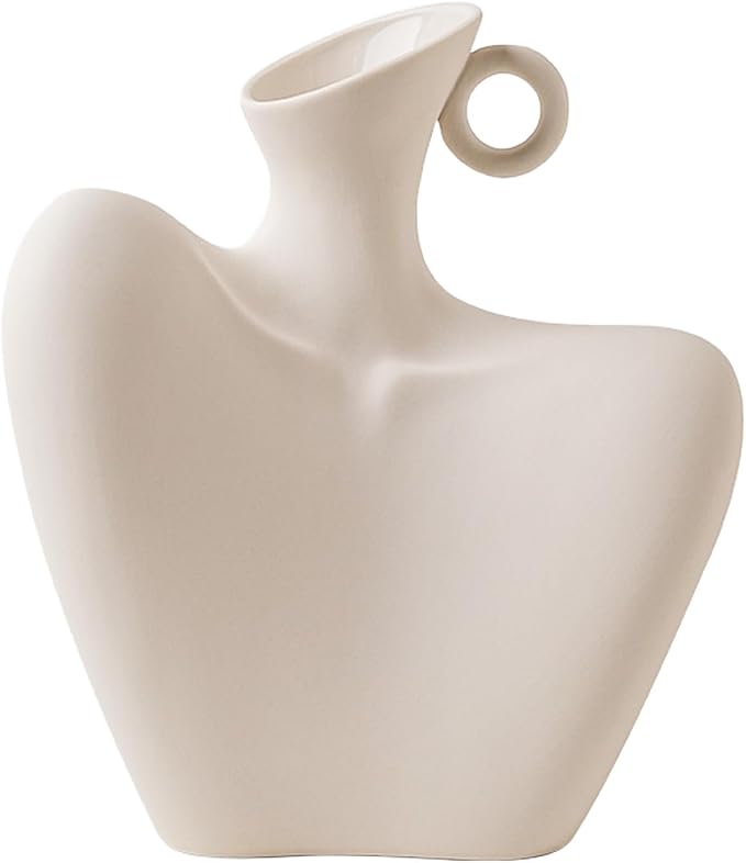 Ceramic Vase, Human Body Vase for Home Decor, Modern Minimalist Boho White Vase for Living Rooms, Bedrooms, Shelves, Dining Tables, Bathrooms, and Offices (White)