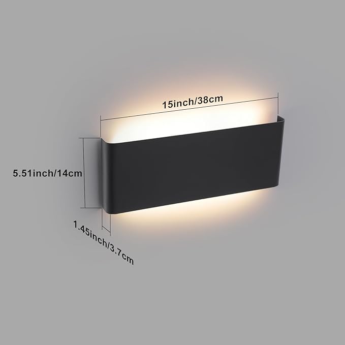 Bathroom Vanity Light, 20W Dimmable LED Wall Lamp, 5 CCT Adjustable（3000K-6500K, 1 Pack Black Modern Wall Sconce lamp,Up and Down Wall Lighting for Bedroom, Above Dressing Table