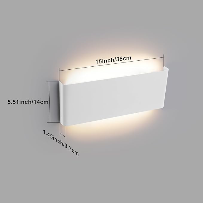 Bathroom Vanity Light, 20W Dimmable LED Wall Lamp, 5 CCT Adjustable（3000K-6500K, 2 Pack White Modern Wall Sconce lamp,Up and Down Wall Lighting for Bedroom, Above Dressing Table
