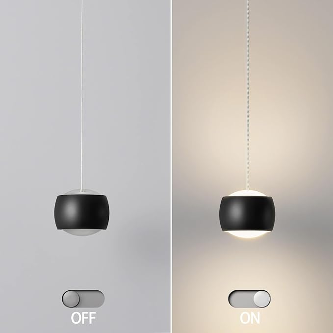 Modern LED Dimmable Pendant Light fixtures,Mini Island Pendant Lighting for Kitchen Island Dinning Room,Bedroom,Bar, Kitchen Island Ceiling Hanging Light Fixtures(black-3-Pack)