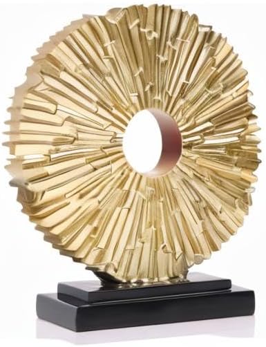 Gold Home Decor Sculpture, Unique Round line Statue, Modern Home Decor, Decorative Panel Statue Gold Decoration for Living Room TV Stand, Office, Bedroom, Dining Table Centerpiece.