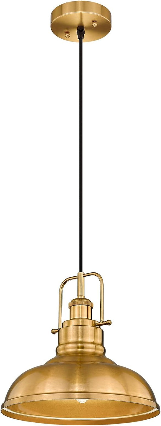 zeyu Farmhouse Pendant Lighting for Kitchen Island, 1-Light Industrial Hanging Pendant Light with Metal Dome Shade, Gold Finish, 016-1 BG
