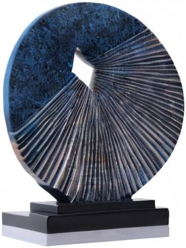 Blue home decor sculpture, unique round line statue, modern artist home decor, decorative panel statue for living room TV cabinet, coffee table, on the shelf, dining table center blue decoration