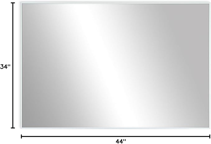 Frame My Mirror White Metal Framed Mirror, 34" x 44" Mirror for Bathroom, Metal Frame, True Reflections Glass, Pure White Finish, Stanton Design, Hangs Horizontally or Vertically, Made in USA