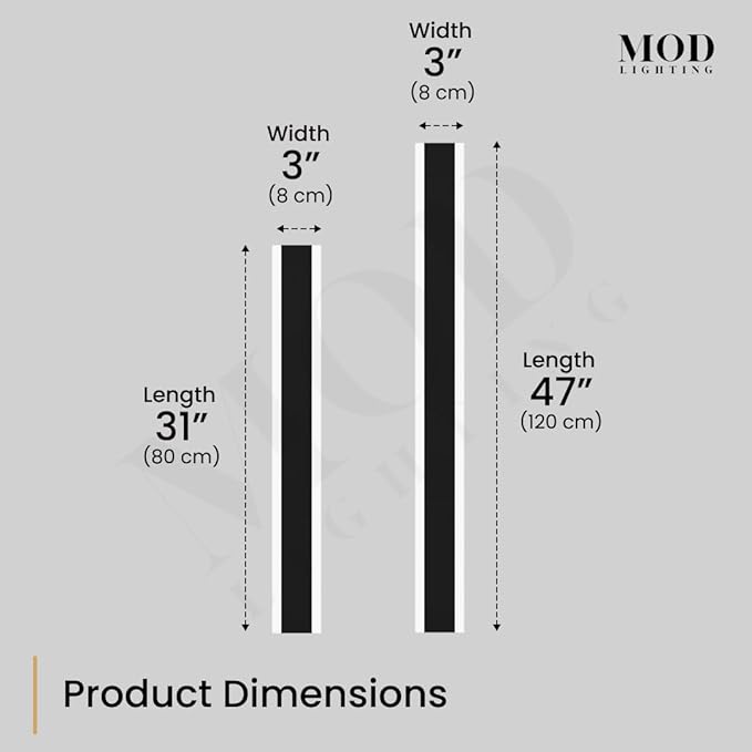 𝗠𝗢𝗗 𝗟𝗜𝗚𝗛𝗧𝗜𝗡𝗚 Haylen | Waterproof Outdoor Wall Light, LED Dimmable with Remote 3000K-6000K, Long Outdoor Porch Lights, Wired Lighting Fixture, Patio Exterior Wall Sconce, 2-Pack (Black, 31")