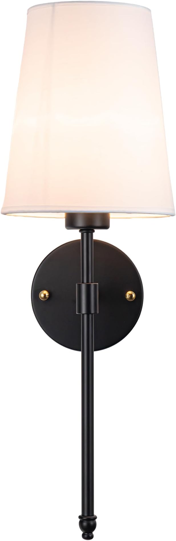 Battery Operated Wall Sconce Light with Remote Control, Dimmable Wall Sconce Set of 2 with White Fabric Shade, Wireless Battery Operated Wall Lamp for Bedroom Living Room, Bulb Included