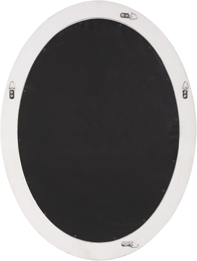 Howard Elliott George Oval Matte White Wall Mirror, Oval Bevelled Hanging Wood Framed Vanity Mirrors for Home Decor, Living Room, Bathroom, Bedroom, or Hallway, 25 x 33 Inch
