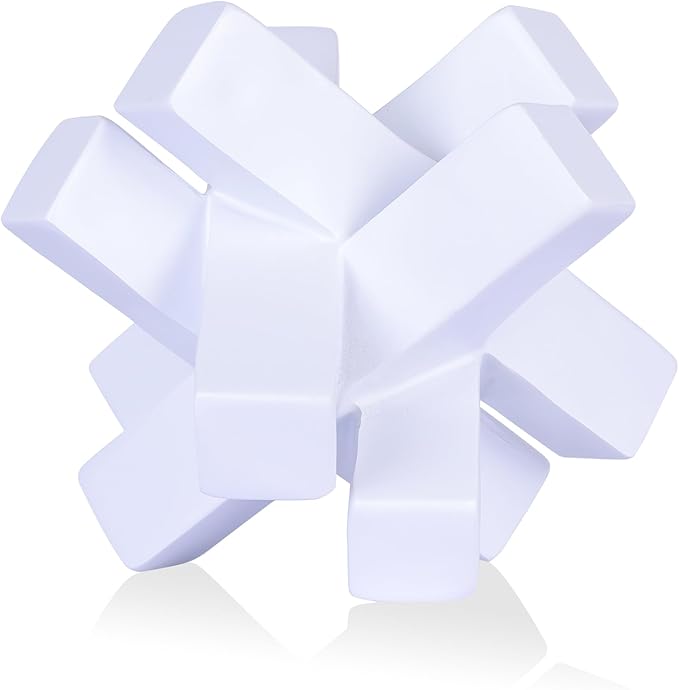 Knot Decor White Geometric Sculpture Statue - Modern Decorative Objects for Shelves, Bookcase, TV Stand, Coffee Table &amp; Entrance Decor