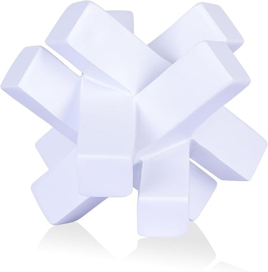 Knot Decor White Geometric Sculpture Statue - Modern Decorative Objects for Shelves, Bookcase, TV Stand, Coffee Table &amp; Entrance Decor
