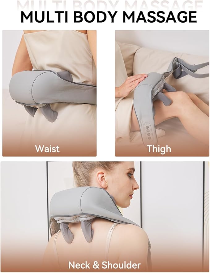 Neck and Shoulder Massager for Pain Relief Deep Tissue-Shiatsu Deep Kneading Massager with Heat to Relieve Neck Shoulder Back Waist Leg Muscle Soreness Fatigue-Relaxation