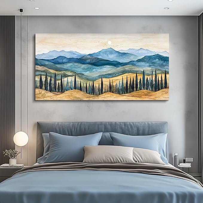 ZUITINGHUA Canvas Wall Art For Living Room Large Wall Decor For Office Bedroom Decorations Mountains Landscape Pictures Abstract Painting Artwork Room Wall Mural Aesthetic Home Decor 30x60 In
