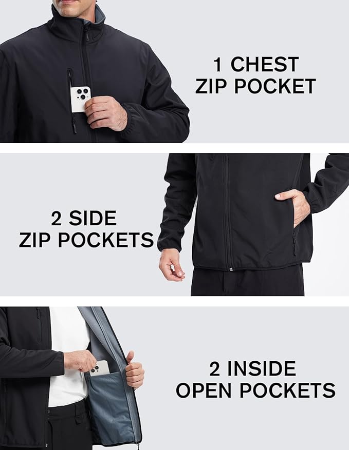 fit space Men's Athletic Insulated Jacket Lightweight Fleece Outerwear Windbreaker Running Cycling Hiking