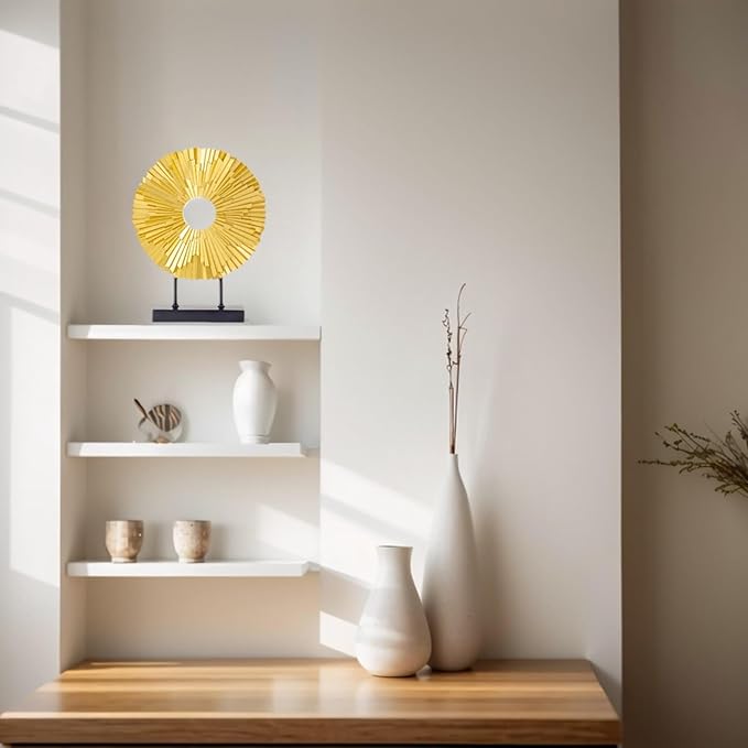 Minimalist Round Statue Above Cabinet Decor Kitchen, Modern Decorative Sculpture Home Decorations for Living Room Coffee Table, Office Decor Items, Center Pieces Decoration (Gold)