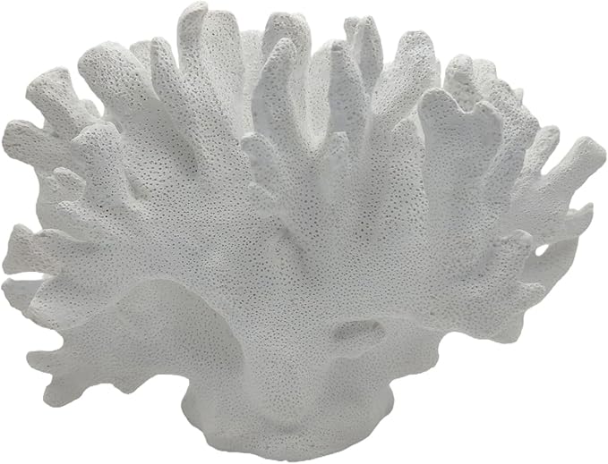 Coral Reef Decor Home Statue,Coastal Beach Nautical Decor,Aquarium、Desk、Bathroom、Room、Shelf Statue,Ocean Themed Gifts (D-White)