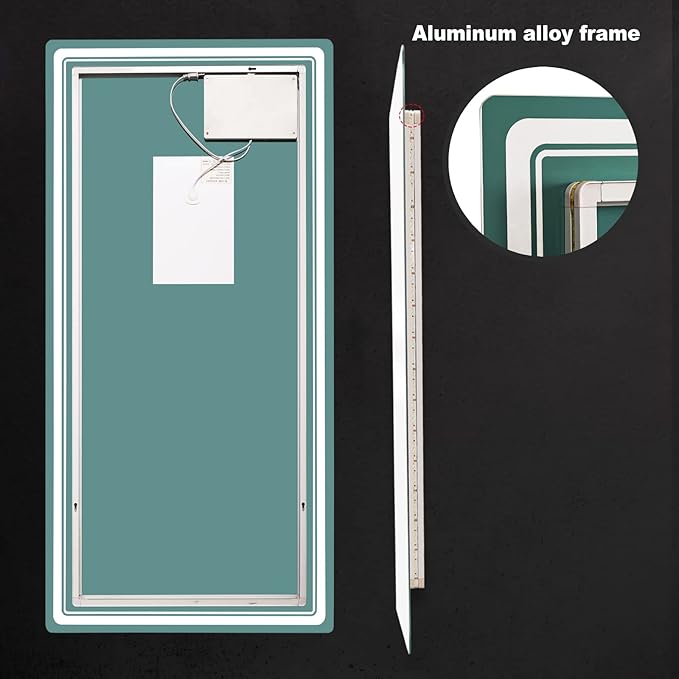 HOMECOOKIN Led Mirror for Bathroom, 27 x 55 Inch Vanity Mirror With Lights Adjustable 3 Colors, Anti-Fog Wall Mounted Backlit Mirror, Horizontal &amp; Vertical