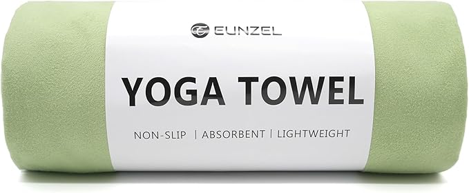 Eunzel Hot Yoga Towel Non Slip Yoga Mat Towel Non-Slip Sweat Absorbent Microfiber Towel for Hot Yoga, Pilates and Workout 72" x 26.5", Olive