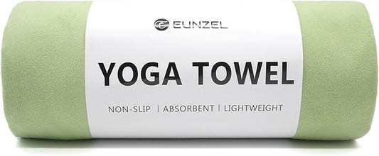 Eunzel Hot Yoga Towel Non Slip Yoga Mat Towel Non-Slip Sweat Absorbent Microfiber Towel for Hot Yoga, Pilates and Workout 72" x 26.5", Olive
