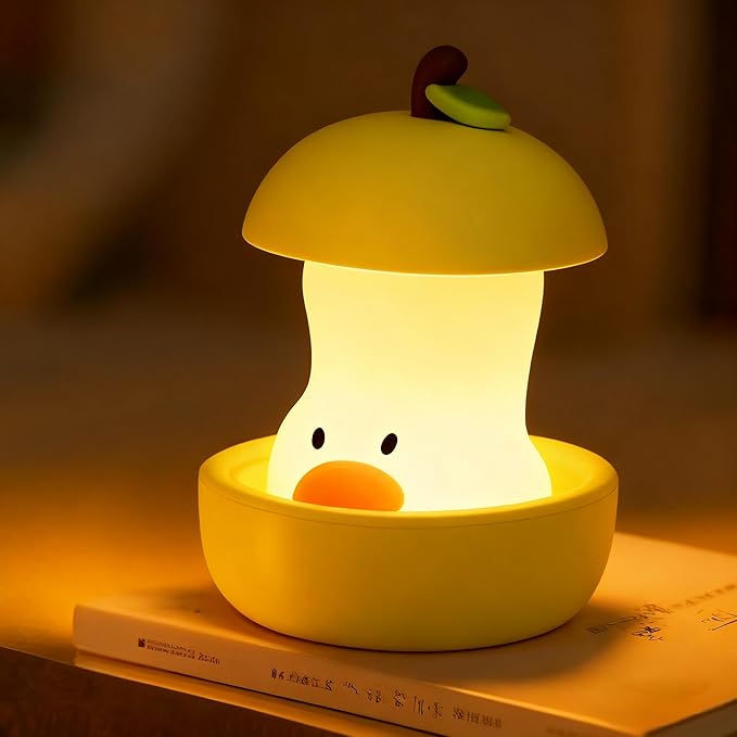 Pear Duck Night Light, Rechargeable Bedside Touch Lamp, Portable Dimmable Sleep Nightlight, Cute Table Night Lamps, Gifts for Kids, Teens, Adults, Bedroom Office Home Decor (Yellow)