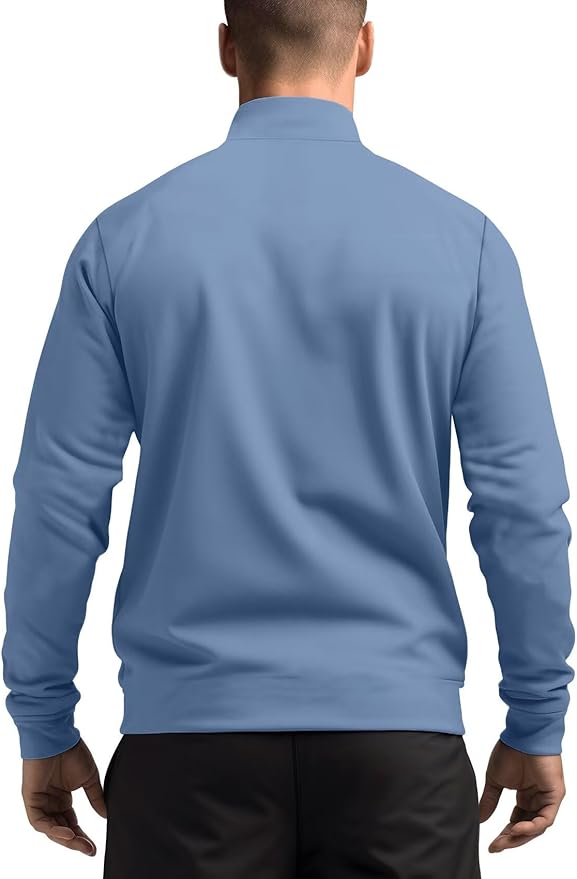 Zengjo Men's Track Jackets Full-Zip Athletic Jacket Sweatshirt Mock Neck with Zipper Pockets