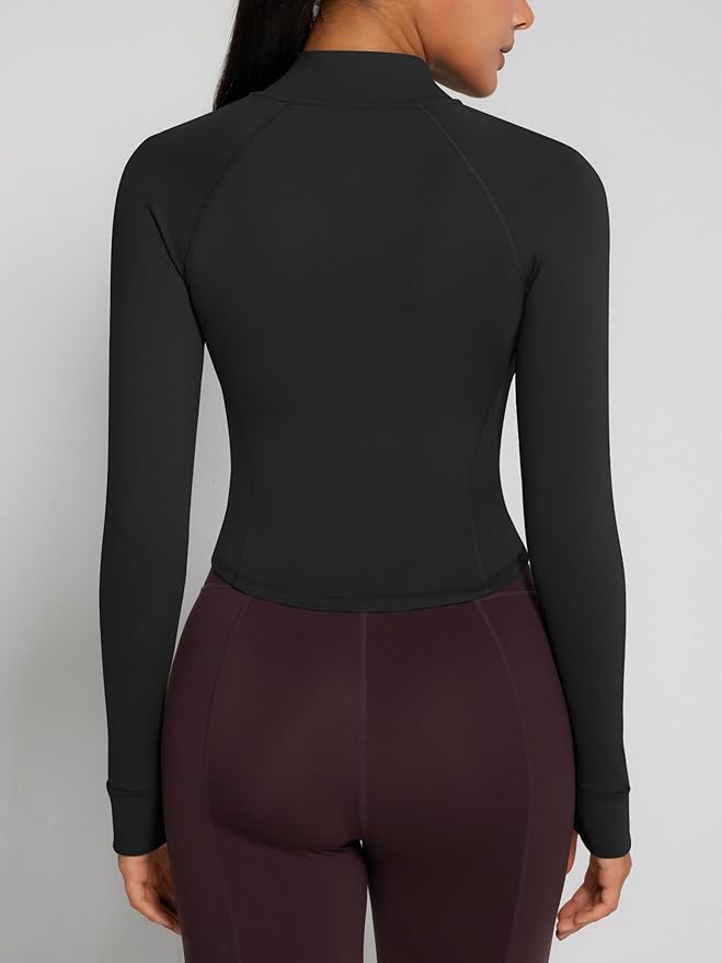 GYM RAINBOW Womens Snatched Workout Jackets Lightweight Zip Up Slim Fit Gym Track Athletic Jackets with Thumb Holes