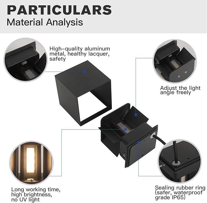 12W 2Pack Outdoor Wall Lights Exterior/Interior,LED Black Outdoor Wall Sconces Light Fixtures Modern,IP65 Waterproof Porch Wall Mounted Lighting Outside,Wall Lamps for Garden Patio Park