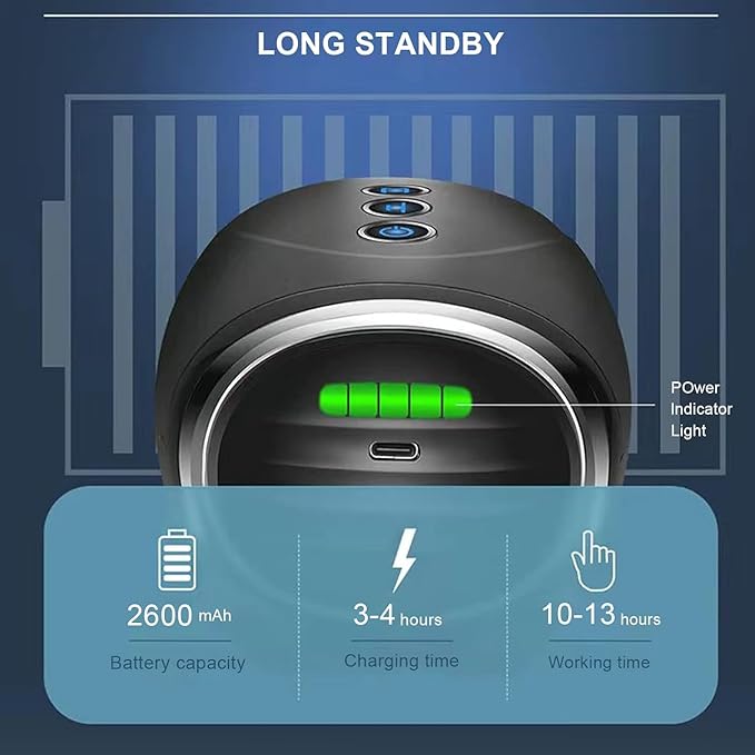 Cordless Handheld/Barber Massager Massager, Charge Neck/Legs/Hand/Face Massager, 2 Massage Nodes 2600AMH （Black）