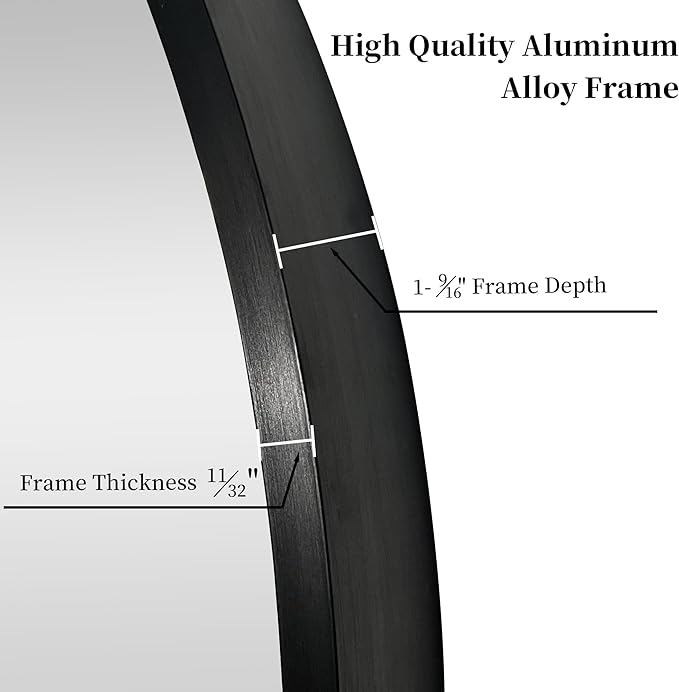 24 inch Round Black Mirror,Brushed Metal Framed Wall Mirror for Bathroom Vanity, Bedroom Decor, Living Room, Entryway