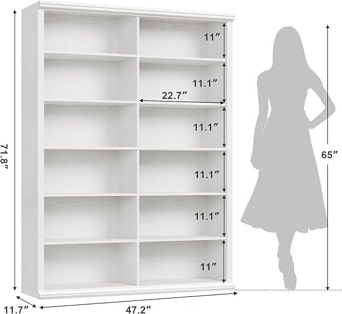 Rresyet 71.8" L *47.2“W Wooden Bookcase and Bookshelf – Extra Large Bookshelf with Double Storage, Elegant Design for Living Room, Office, and Apartment