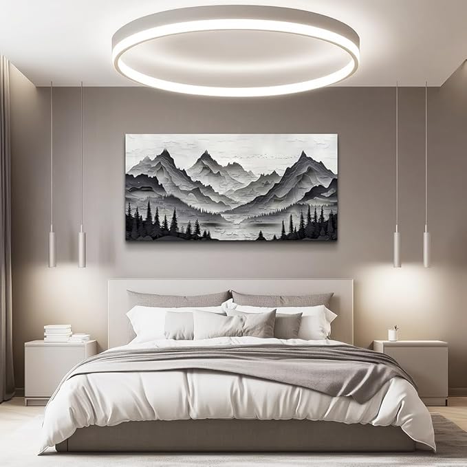ZUITINGHUA Canvas Wall Art For Living Room Wall Decor For Bedroom Office Wall Decoration Black Mountains Landscape Painting Farmhouse Pictures Artwork Room Aesthetic Home Decor 20x40 In