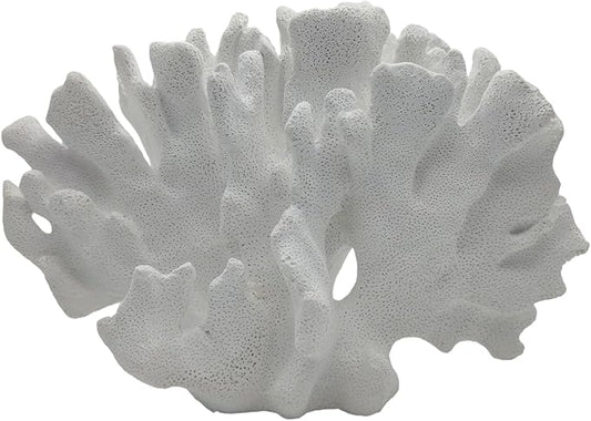 Coral Reef Decor Home Statue,Coastal Beach Nautical Decor,Aquarium、Desk、Bathroom、Room、Shelf Statue,Ocean Themed Gifts (D-White)