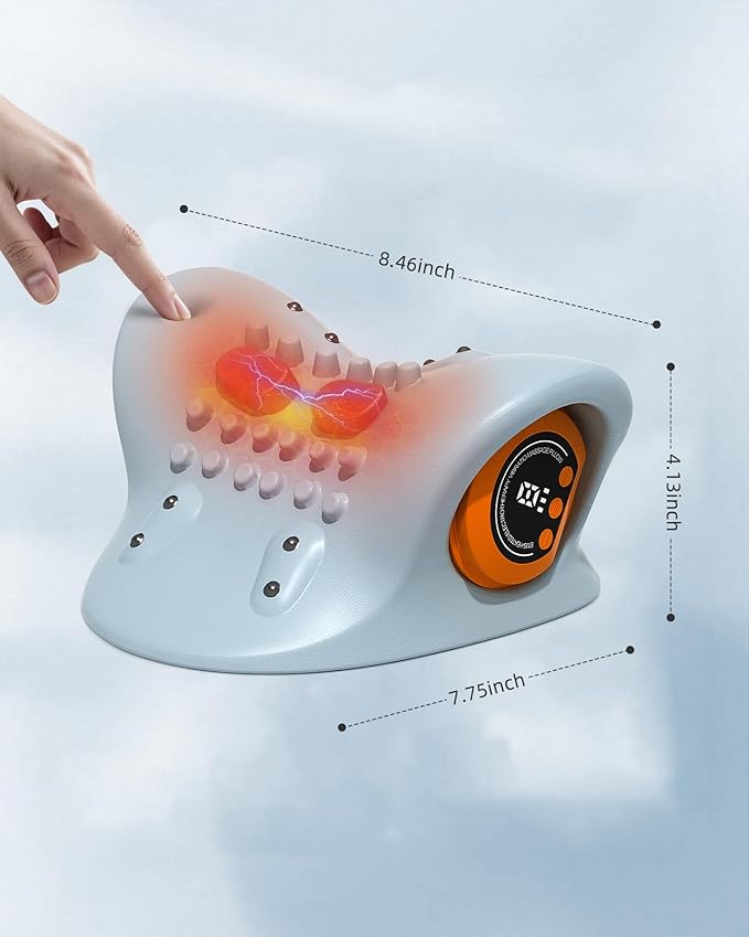2025 Upgraded Neck Massager Device with Heat, Pulse & Vibration, 3 Modes, Ergonomic Design, Portable Neck and Shoulder Massager for Relaxation & Muscle Tension Relief (Gray)