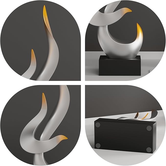 Dosker Flame Sculptures Home Decor, Abstract Statues Table Decor, Shelf Decor for Living Room Office, Kitchen (Silvery)