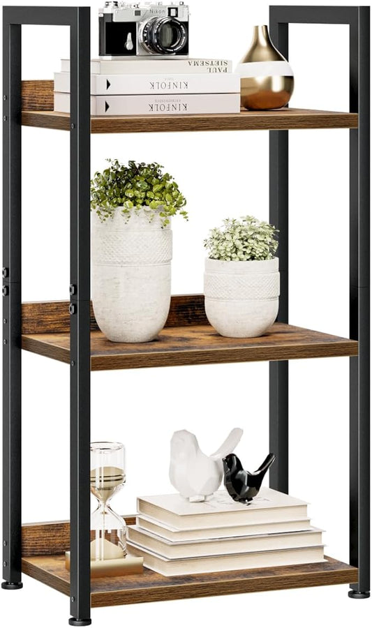 NUMENN Narrow Bookshelf, 3 Tier Bookshelfs, Home Office Bookcase Shelf Storage Organizer, Free Standing Storage Shelving Unit for Bedroom, Living Room and Home Office, Vintage