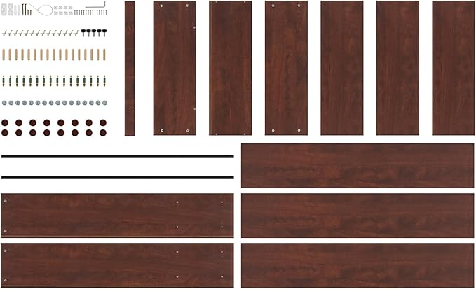 STARY 5 Shelf Cherry Bookcase 60 inch Tall Wood Bookshelf for Bedroom