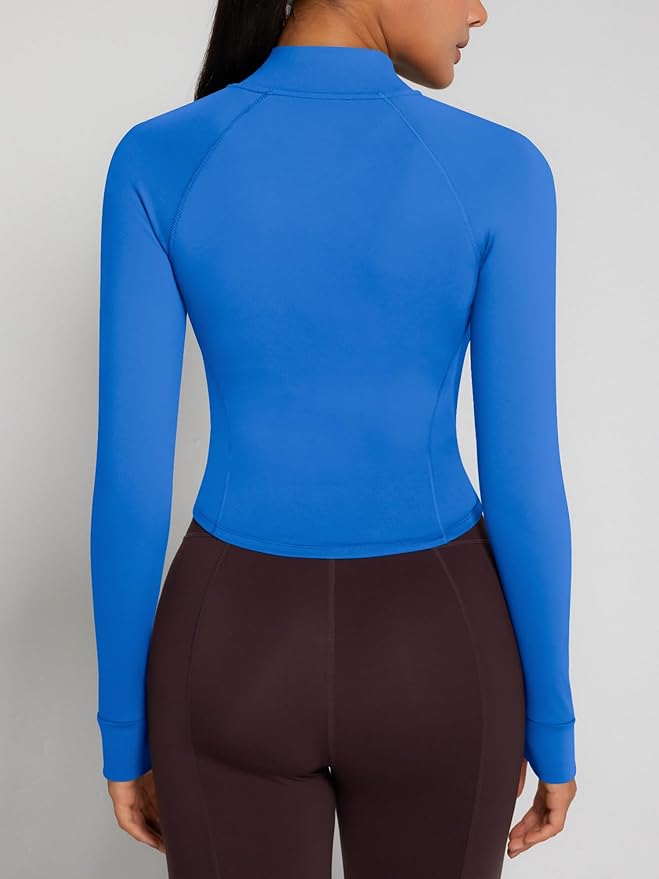 GYM RAINBOW Womens Snatched Workout Jackets Lightweight Zip Up Slim Fit Gym Track Athletic Jackets with Thumb Holes