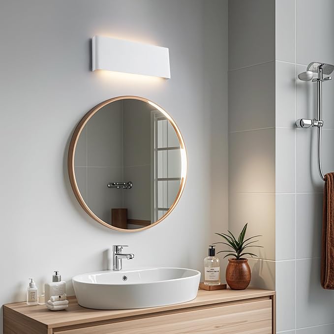 Bathroom Vanity Light, 15W Dimmable LED Wall Lamp, 5 CCT Adjustable（3000K-6500K, 2 Pack White Modern Wall Sconce lamp,Up and Down Wall Lighting for Bedroom, Above Dressing Table