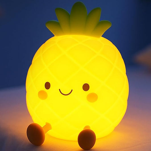 Night Light, Nursery Night Light for Kids, Bedside Touch Lamp, Cute Silicone Nightlight for Baby Toddler, 3 Level Dimmable Soft Night Lamp Gift for Bedroom Kids Room Decor (Pineapple)