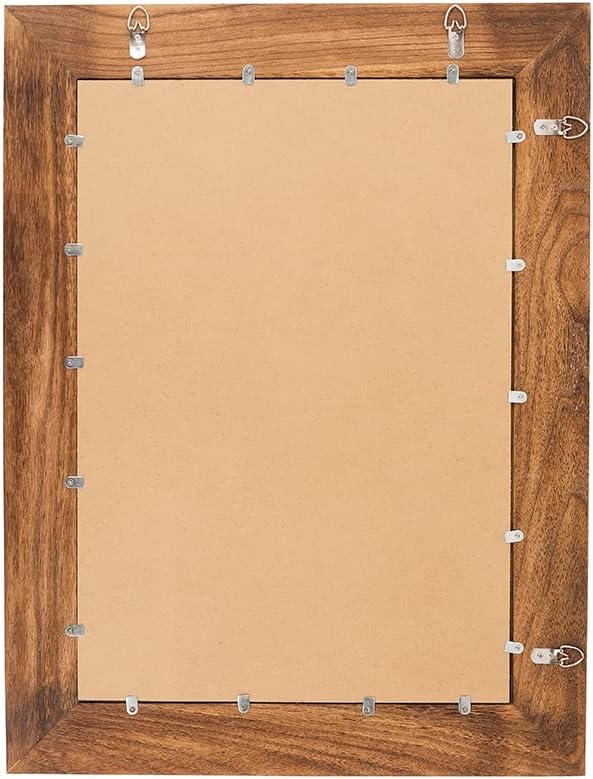 YOSHOOT Rustic Wooden Framed Wall Mirror, Natural Wood Bathroom Vanity Mirror for Farmhouse Decor, Vertical or Horizontal Hanging