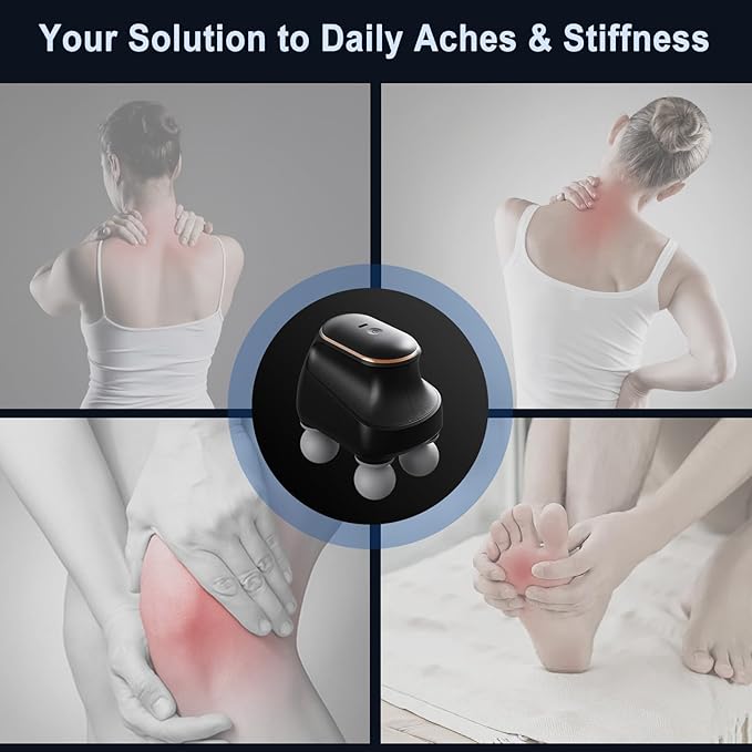 4 Head Massage Gun Deep Tissue, Mini Percussion Muscle Massage Gun for Pain Relief, Portable Electric Muscle Massager with 5 Speeds, 3 Attachments, USB Rechargeable - Ideal Gift for Men & Women