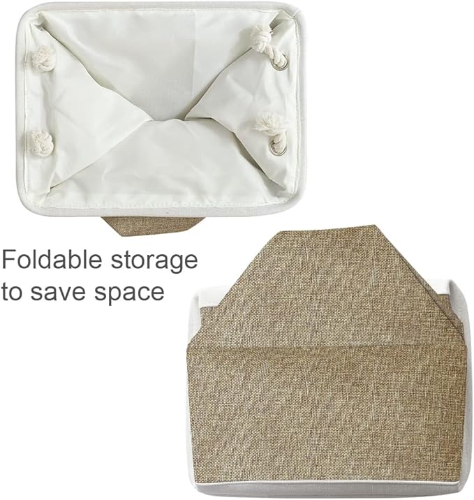 TheWarmHome Organization and Storage Basket for Gifts Empty - 16x12x12 inch Cube Storage bin 3 Pack Fabric Storage Cubes, Collapsible Baskets for Organizer Closet Cloth Gift Toy (White &amp; Khaki)