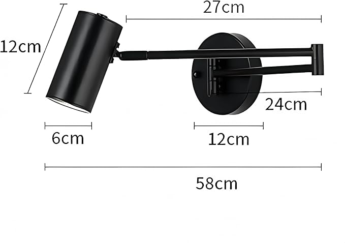 Swing Arm Wall Lamp 5W LED 3000k Warm White for Living Room, Indoor Metal Wall Light with Adjustable Lighting Angle for Bedroom, Study Room, Hotel