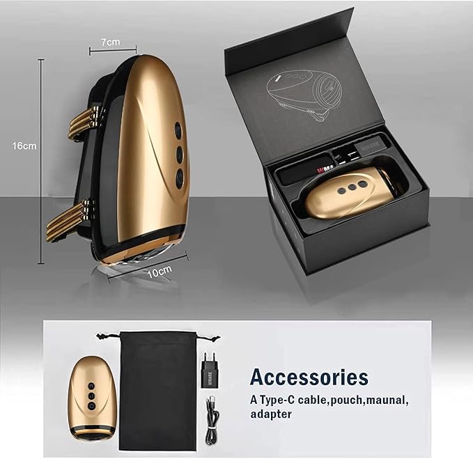 Cordless Handheld/Barber Massager Massager, Charge Neck/Legs/Hand/Face Massager, 2 Massage Nodes 2600AMH (Golden