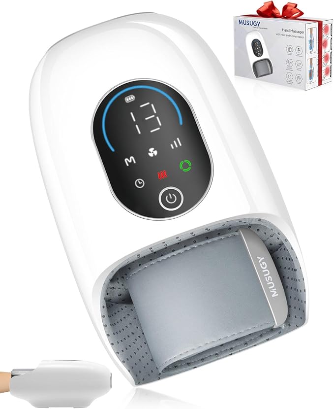 Hand Massager with Heat and Compression : Full-Hand and Wrist Coverage with Touchscreen & Palm Roller – Designed for Daily Comfort at Home, Office, or Travel