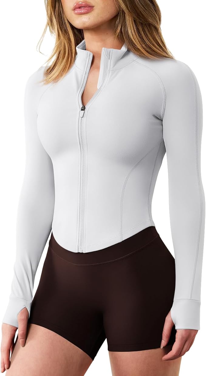 GYM RAINBOW Womens Snatched Workout Jackets Lightweight Zip Up Slim Fit Gym Track Athletic Jackets with Thumb Holes