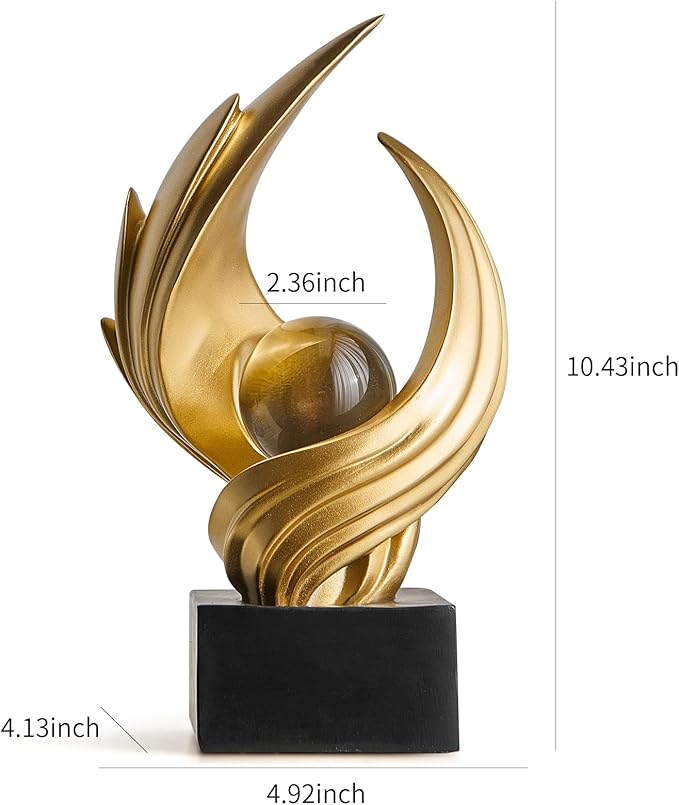 Abstract Art Sculpture, Resin Gold Decorative Statue, Modern White Ornaments for Living Room, Decorativas Modernas for Coffee Table, Entryway &amp; Office Collectibles (Gold)
