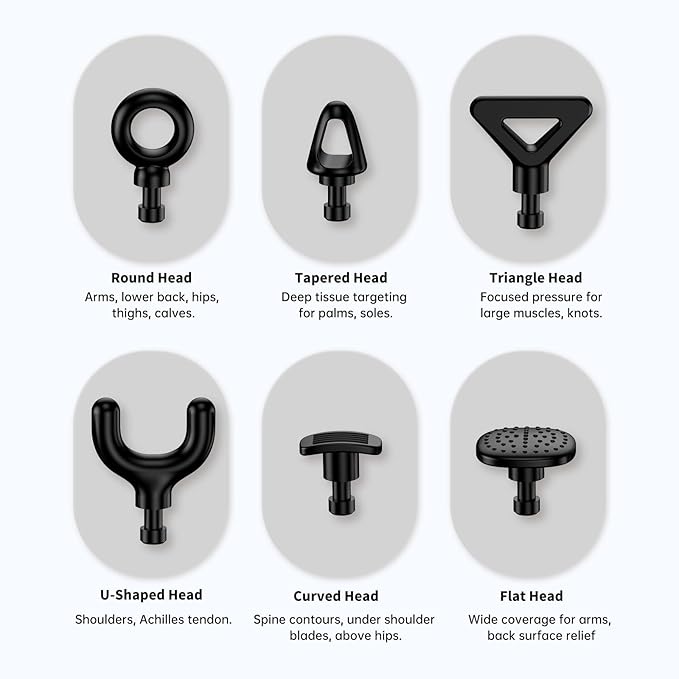 Dual-Head Massage Gun with Extension Handle, 3-in-1 Detachable Handheld Percussion Muscle Massager for Back Neck Shoulder Body Deep Tissue Pain Relief - 6 Speeds Levels (Black)