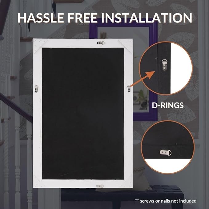 Howard Elliott George Rectangular Glossy Royal Purple Wall Mirror, Rectangle Hanging Wood Framed Vanity Mirrors for Home Decor, Living Room, Bathroom, Bedroom, or Hallway, 24 x 36 Inch