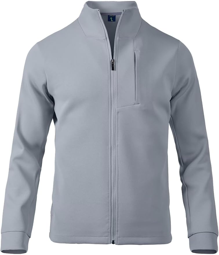 Zengjo Men's Track Jackets Full-Zip Athletic Jacket Sweatshirt Mock Neck with Zipper Pockets